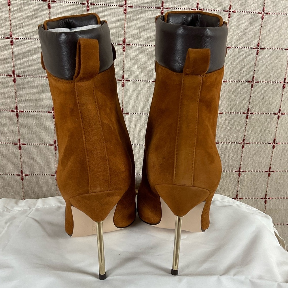 Good American “Scandal” Lace Up High Heel Booties Stiletto Ankle Boots Sz 7.5 - Picture 4 of 8